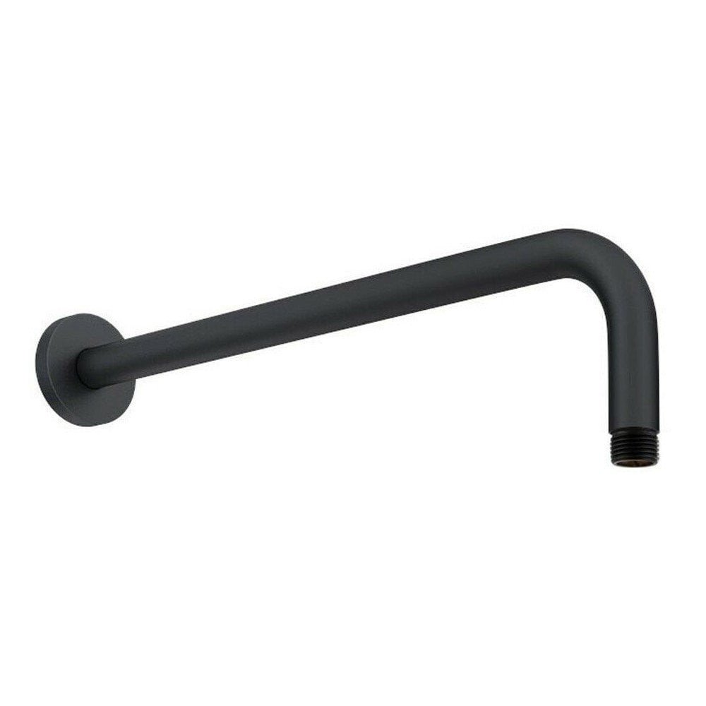 Kartell Nero Round Wall Mounted Shower Arm - 440mm Long - Matt Black