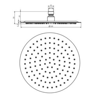 Kartell Nero Round Wall Mounted Shower Head - Matt Black - Image 3