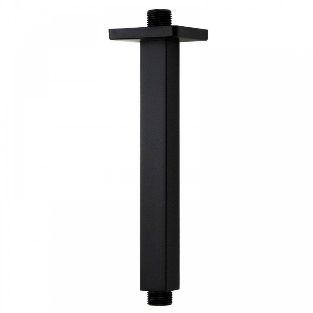 Kartell Nero Square Ceiling Mounted Shower Arm - 240mm Long - Matt Black