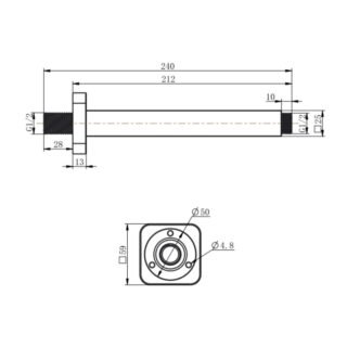 Kartell Nero Square Ceiling Mounted Shower Arm - 240mm Long - Matt Black - Image 2