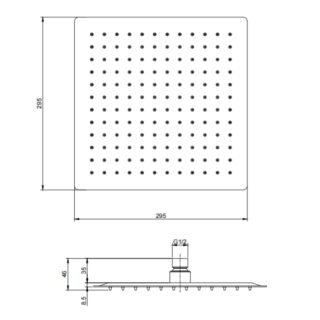 Kartell Nero Square Wall Mounted Shower Head - Matt Black - Image 4