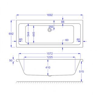 Kartell Spirit Double Ended Bath With Legs - No TH - Gloss White - Image 3