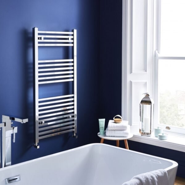 Kartell Square Straight Vertical Designer Heated Towel Rail - Chrome