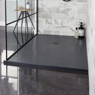 Kartell Stone Effect Rectangular Shower Tray - Graphite - Image 2