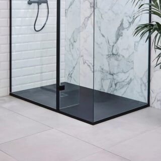 Kartell Stone Effect Rectangular Shower Tray - Graphite - Image 3