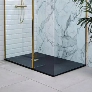 Kartell Stone Effect Rectangular Shower Tray - Graphite - Image 4