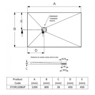 Kartell Stone Effect Rectangular Shower Tray - Graphite - Image 6