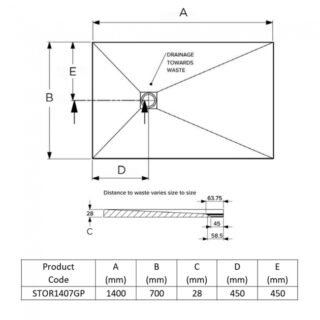 Kartell Stone Effect Rectangular Shower Tray - Graphite - Image 8