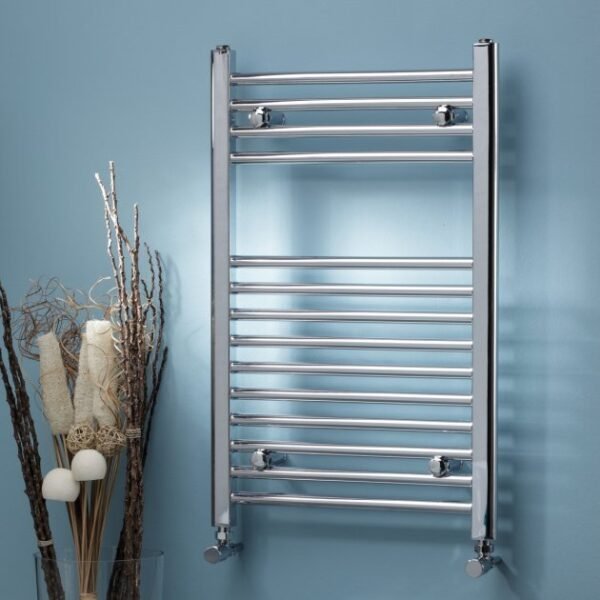 Kartell Round Straight Vertical Heated Towel Rail - Chrome