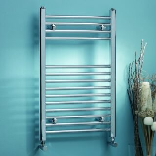 Kartell Round Straight Vertical Heated Towel Rail - Chrome - Image 2
