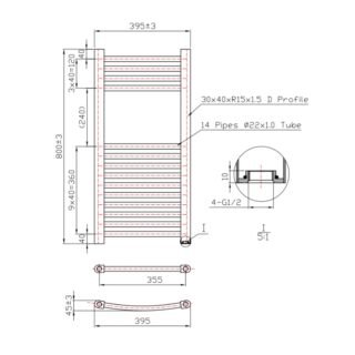 Kartell Round Straight Vertical Heated Towel Rail - Chrome - Image 9