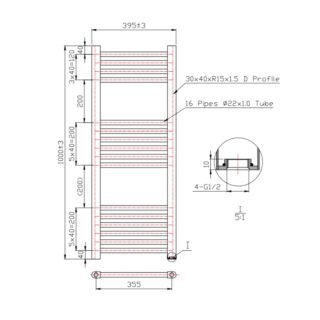 Kartell Round Straight Vertical Heated Towel Rail - Chrome - Image 10