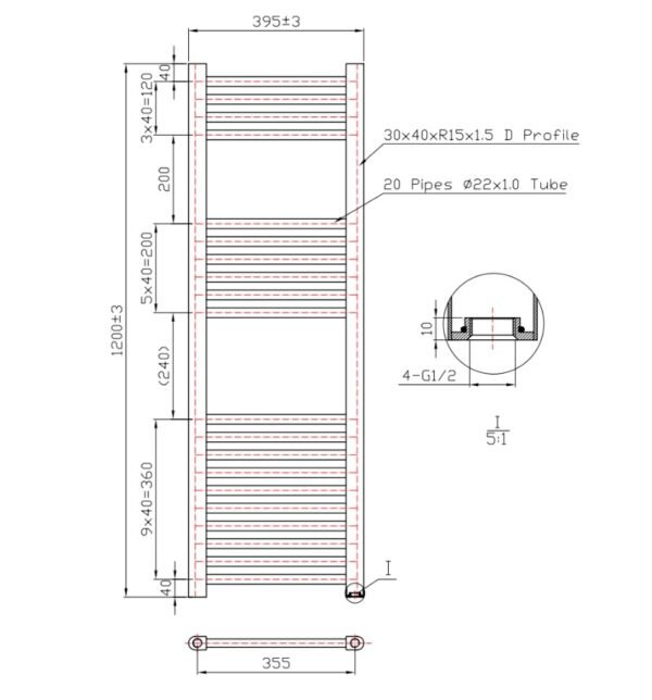 Kartell Round Straight Vertical Heated Towel Rail - Chrome - Image 11