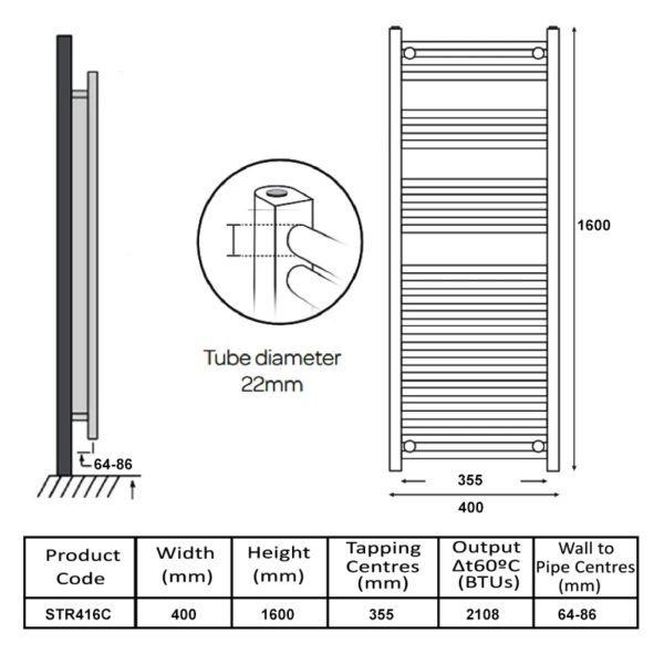 Kartell 22mm Straight Vertical Heated Towel Rail - Textured Grey - Image 8