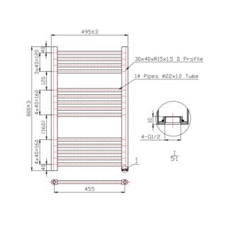 Kartell Round Straight Vertical Heated Towel Rail - Chrome - Image 13
