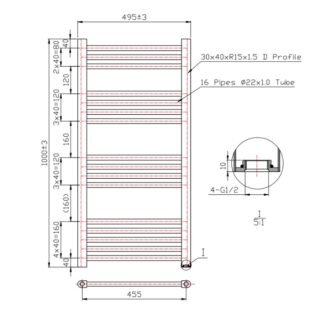 Kartell Round Straight Vertical Heated Towel Rail - Chrome - Image 14