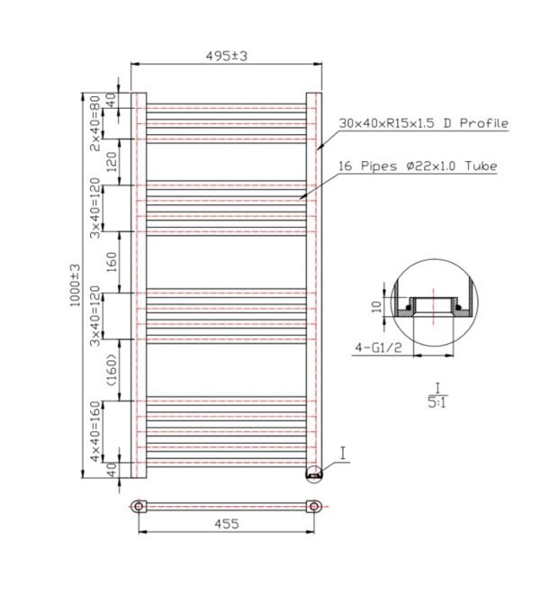Kartell Round Straight Vertical Heated Towel Rail - Chrome - Image 14