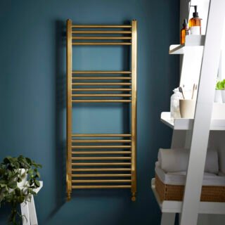Kartell 22mm Straight Vertical Heated Towel Rail - Brushed Brass - Image 2