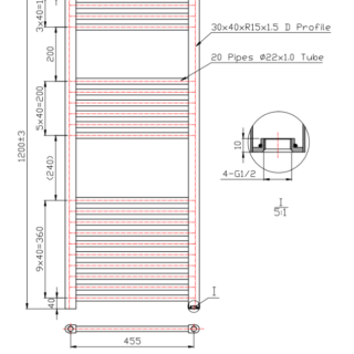 Kartell 22mm Straight Vertical Heated Towel Rail - Brushed Brass - Image 4