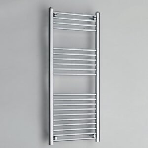 Kartell Round Straight Vertical Heated Towel Rail – Chrome - 1200mm High x 500mm Wide