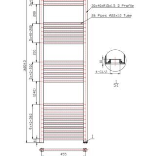 Kartell Straight Vertical Heated Towel Rail - White - Image 6