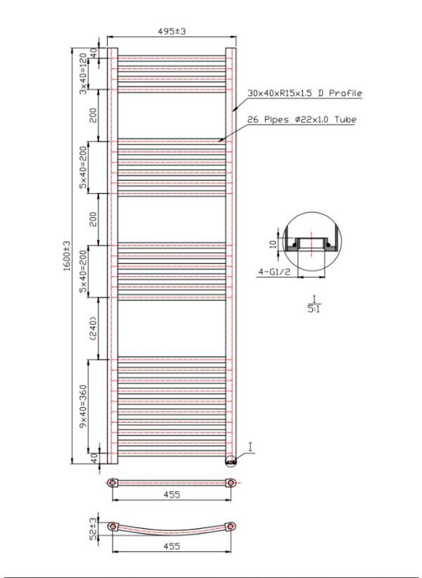 Kartell Straight Vertical Heated Towel Rail - White - Image 6