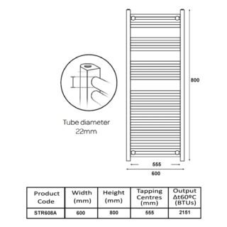 Kartell 22mm Straight Vertical Heated Towel Rail - Textured Grey - Image 13
