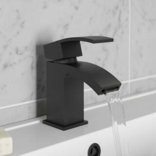 Kartell Fiuto Nero Deck Mounted Mono Basin Mixer Tap With Click Waste - Matt Black - Image 2