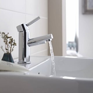 Kartell Plan Deck Mounted Mono Basin Mixer Tap With Click Waste - Chrome - Image 2