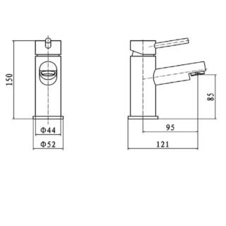 Kartell Plan Deck Mounted Mono Basin Mixer Tap With Click Waste - Chrome - Image 3