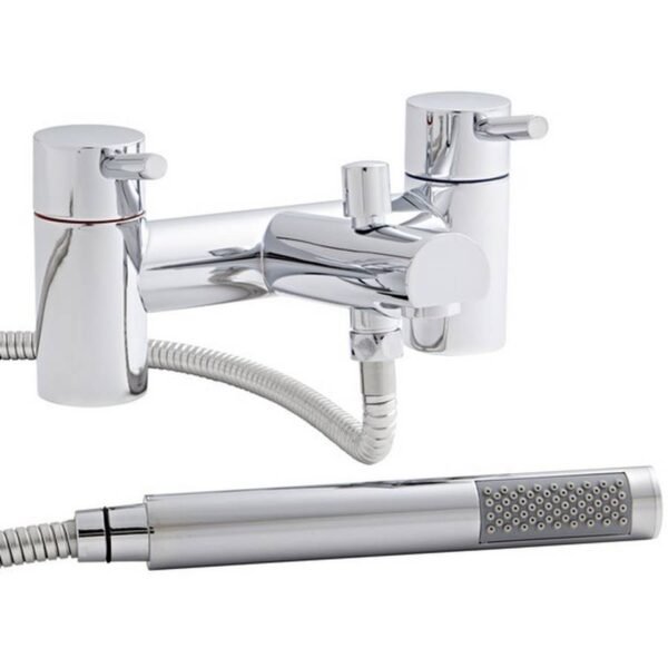 Kartell Plan Deck Mounted Bath Shower Mixer Tap With Hose And Handset - Chrome