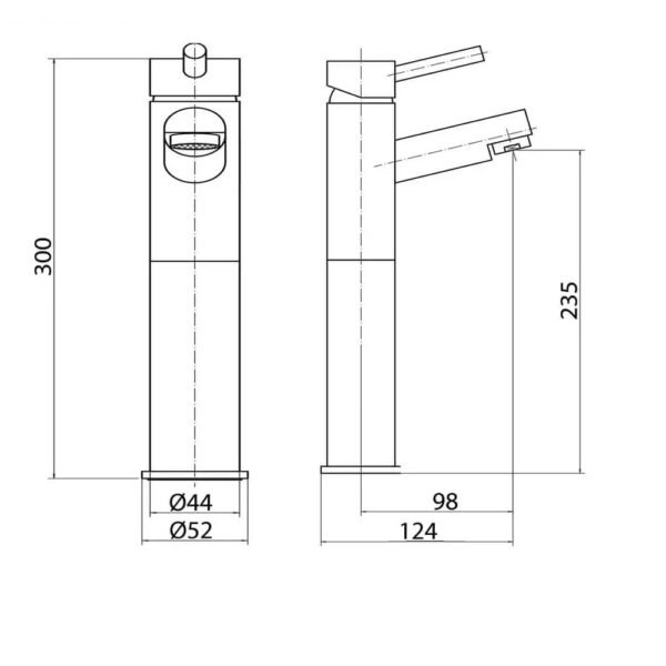 Kartell Plan Deck Mounted Tall Mono Basin Mixer Tap - Chrome - Image 2