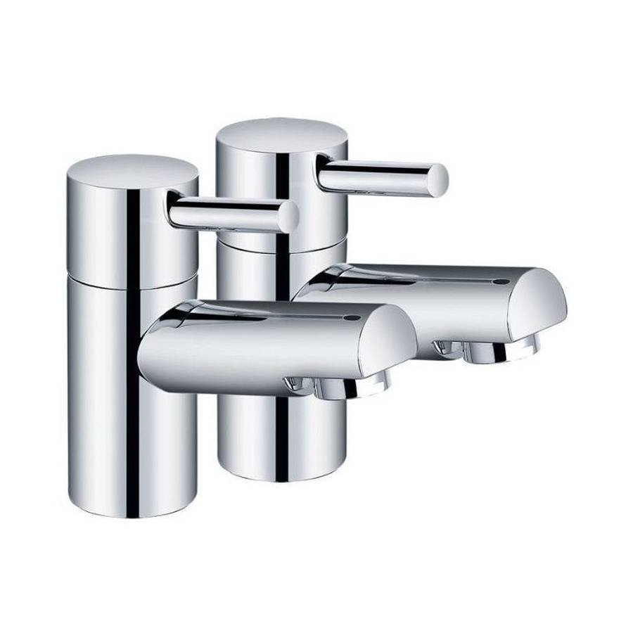 Kartell Plan Deck Mounted Basin Pillar Taps - Chrome