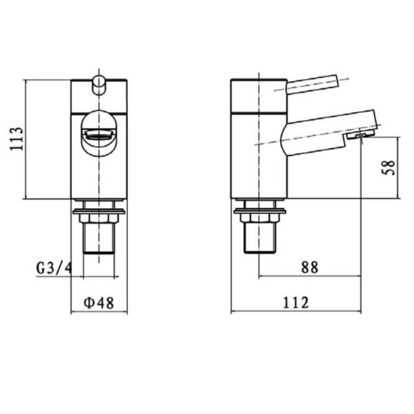 Kartell Plan Deck Mounted Bath Pillar Taps - Chrome - Image 2