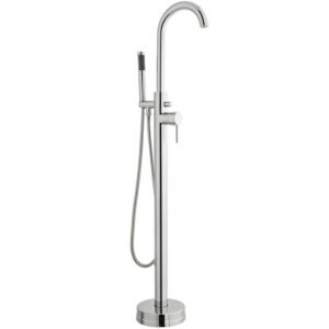 Kartell Plan Floor Standing Bath Shower Mixer Tap With Shower Hose And Handset - Chrome