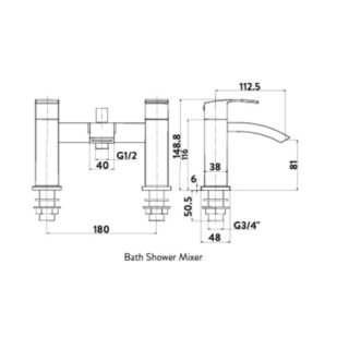Scudo Bath Shower Mixer Tap with shower kit and wall bracket - Chrome - Image 2