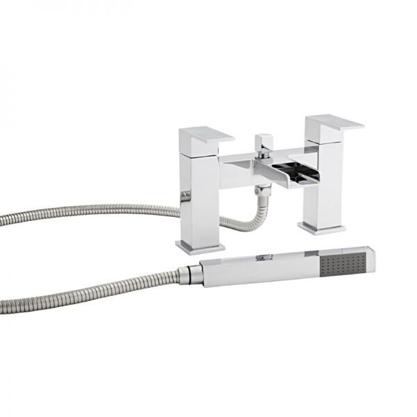 Kartell Phase Deck Mounted Bath Shower Mixer Tap With Hose And Handset - Chrome