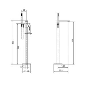 Kartell Pure Floor Standing Bath Shower Mixer Tap With Shower Hose And Handset - Chrome - Image 2
