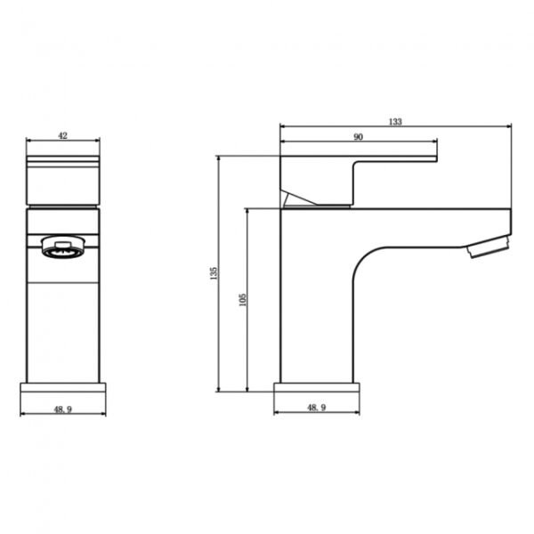 Kartell Element Deck Mounted Mono Basin Mixer Tap Click Waste - Chrome - Image 2
