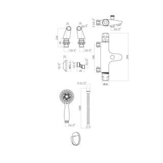 Scudo Wall Mounted Thermostatic Bath Shower Mixer - Chrome - Image 2