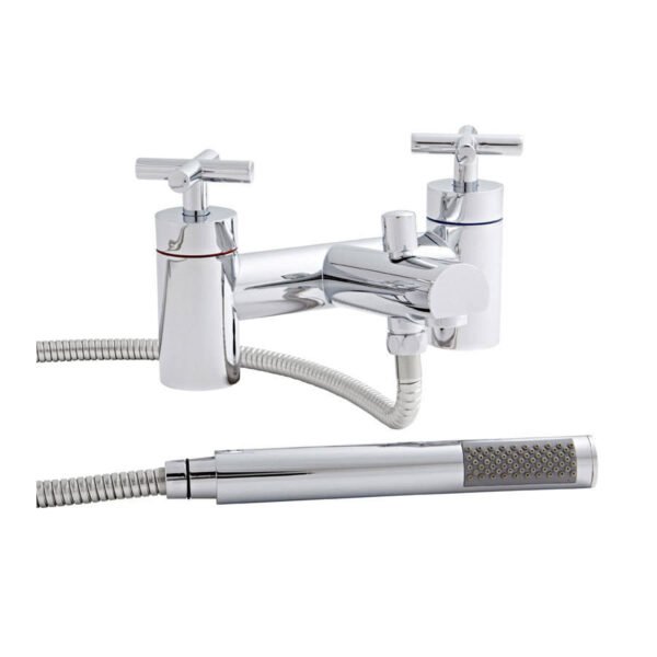 Kartell Times Deck Mounted Bath Shower Mixer Tap With Hose And Handset - Chrome