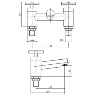 Kartell Times Deck Mounted Bath Filler Tap - Chrome - Image 2