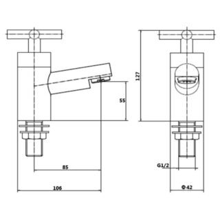 Kartell Times Deck Mounted Basin Pillar Taps - Chrome - Image 2