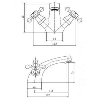 Kartell Viktory Deck Mounted Mono Basin Mixer Tap With Click Waste - Chrome - Image 2