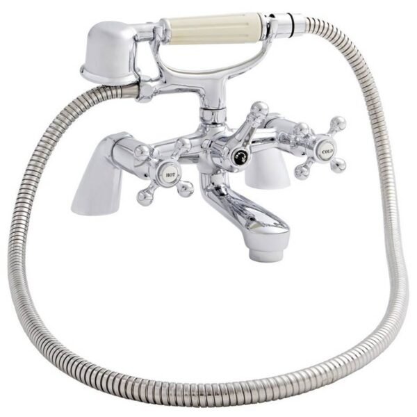 Kartell Viktory Deck Mounted Bath Shower Mixer Tap With Hose And Handset - Chrome