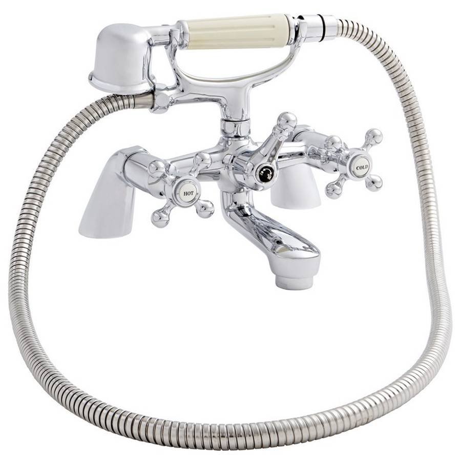 Kartell Viktory Deck Mounted Bath Shower Mixer Tap With Hose And Handset - Chrome
