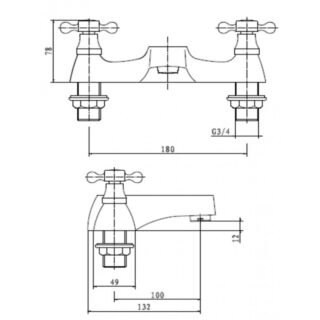 Kartell Viktory Deck Mounted Bath Filler Tap - Chrome - Image 2