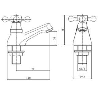 Kartell Viktory Deck Mounted Basin Pillar Taps - Chrome - Image 2