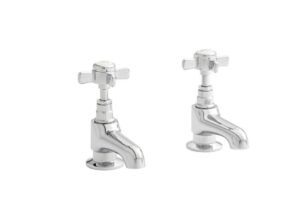 Kartell Klassique Deck Mounted Basin Pillar Taps - Chrome