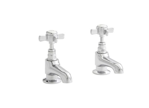 Kartell Klassique Deck Mounted Basin Pillar Taps - Chrome
